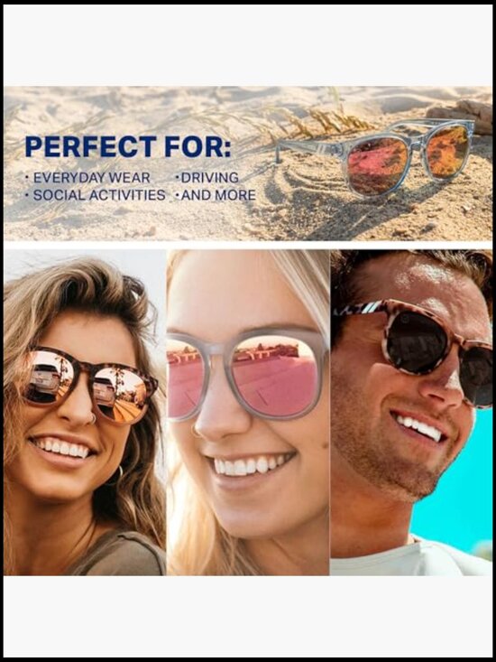 Polarized Sunglasses with Polycarbonate Frame, Spring Loaded Hinges